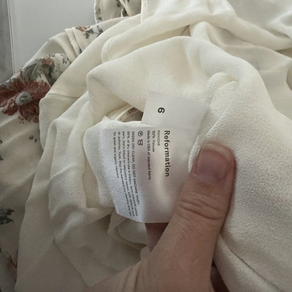 $218 Reformation [‎ 6 ] Cassandra Midi Dress in Veranda Floral Ivory #5831 - Picture 15 of 15